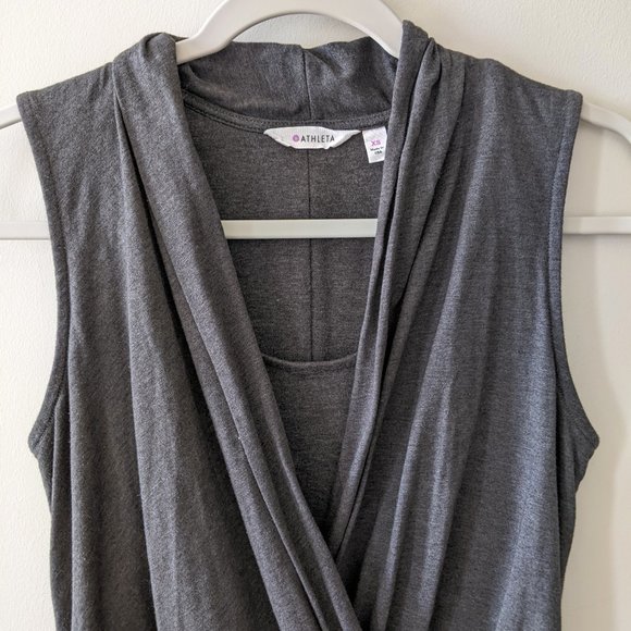 Athelta Duet Faux Wrap Jersey Dress in Charcoal - Picture 4 of 7